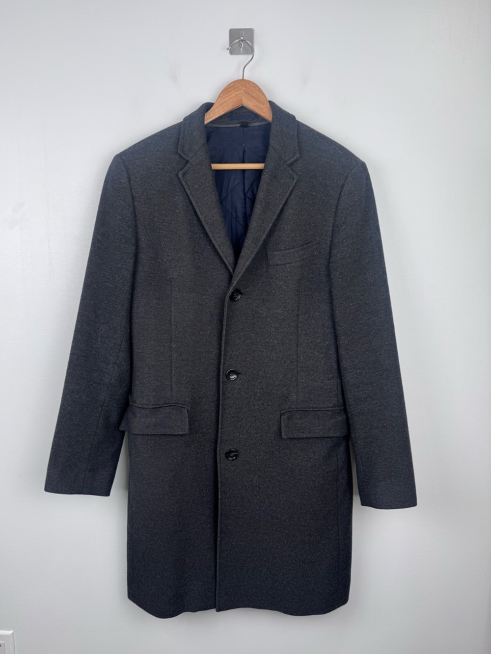 J.Crew Men Ludlow Wool Cashmere Blend Grey Topcoat Size 38R